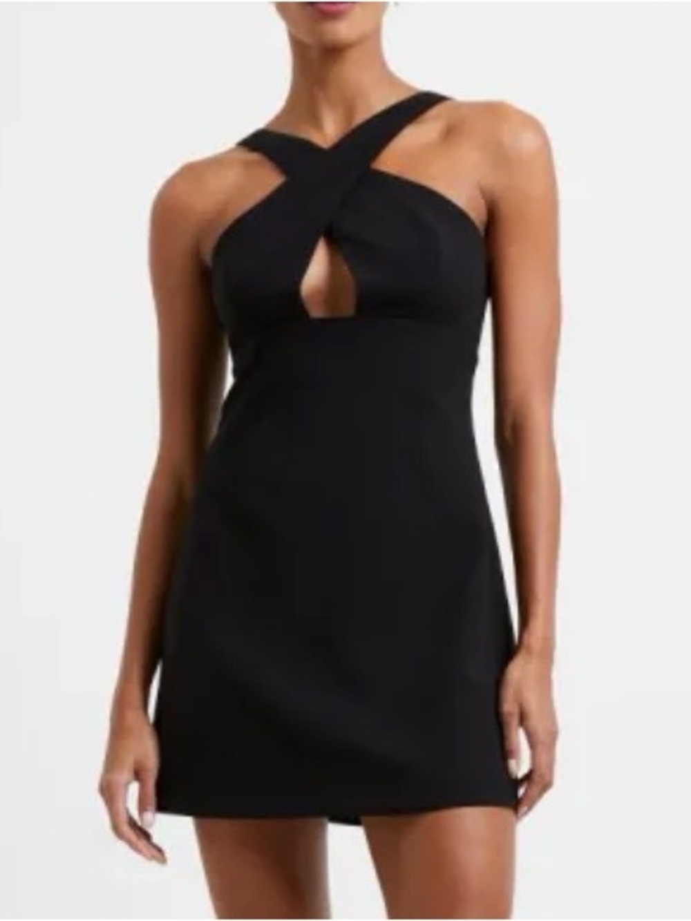 NWT French Connection Women’s Little Black Revenge Dress Crossover Halter Size 0